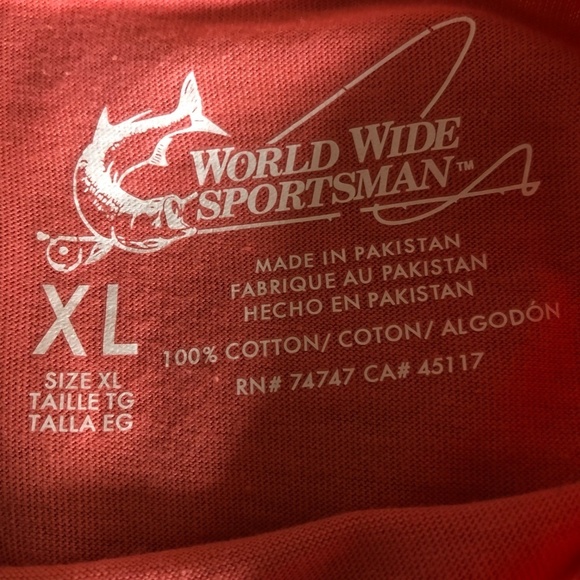 WORLD WIDE SPORTSMAN OFFSHORE ANGLER FISHING T-SHIRT CORAL COLOR XL - Picture 5 of 6